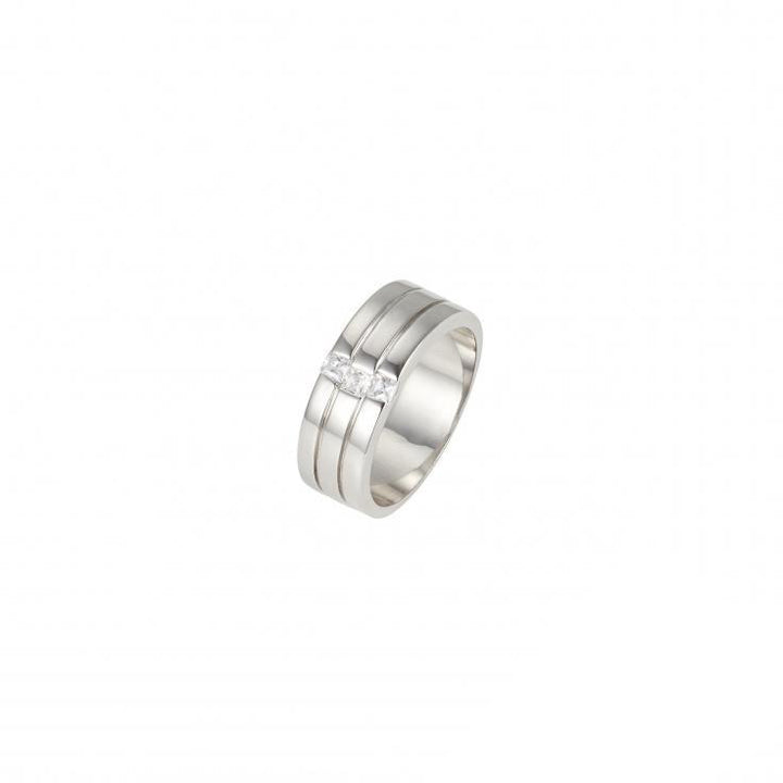 Buy online & save Cubic Zirconia Silver Ring |Cudworth |BEON.COM.AU Mens Ring by Cudworth featuring: - Solid 925 Sterling Silver base finished in Rhodium plating - 3 Cubic Zirconias - Available in sizes R, T, W, Z. - Comes in official Cudworth gift box. Rings Cudworth at BEON.COM.AU