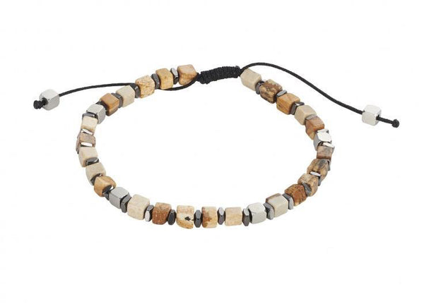 Buy online & save Earth Stone Flat Macrame Beaded Bracelet |Cudworth |BEON.COM.AU Men’s Semi Precious Stone Bracelet from Cudworth Jewellery range featuring: - Light Neutral Earth coloured stone beads with Brass feature beads - One size fits all adjustable macrame slider - Comes in official Cudworth gift pouch. Also available in Tiger Eye Stone colour and Blue Stone colour. Se... Cudworth at BEON.COM.AU