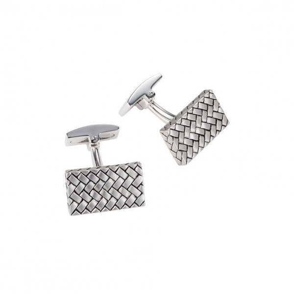 Buy online & save Sterling Silver Woven Pattern Cufflinks |Cudworth |BEON.COM.AU These Rectangle Cufflinks are finished in brushed Rhodium plated Sterling Silver with a Woven pattern. - Comes in a Gift Box Cufflinks Cudworth at BEON.COM.AU