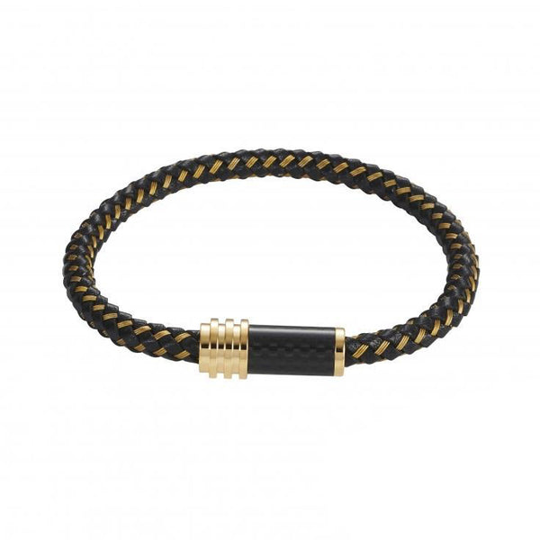 Buy online & save Black & Gold Leather Bracelet |Cudworth |BEON.COM.AU A uniquely featured Men's Bracelet from Cudworth featuring: - Special Black Leather and Ion plated Gold Braid.- Carbon and IP Gold Clasp.- Comes in official Cudworth Gift Box. Bracelets Cudworth at BEON.COM.AU