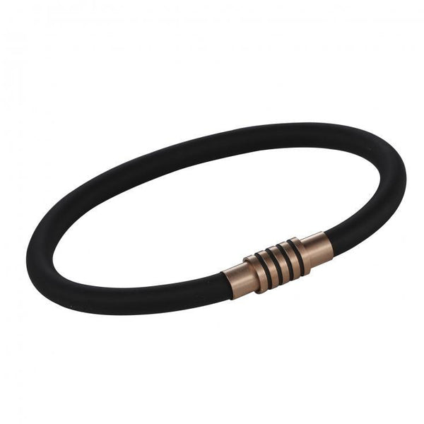 Buy online & save Rose Gold Silicon Rubber Bracelet |Cudworth |BEON.COM.AU Men's Black Silicone Rubber Bracelet featuring: - IP Rose Gold threaded &amp; magnetic clasp in 24 cm length - Comes in official Cudworth gift pouch. Also available in Silver Steel Clasp. Bracelets Cudworth at BEON.COM.AU