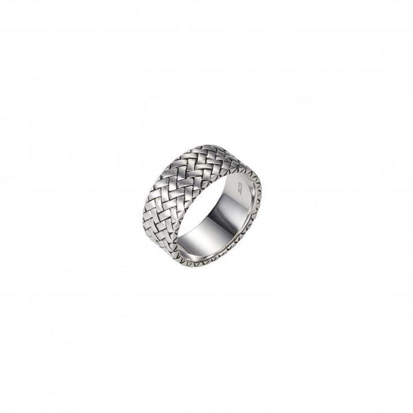 Buy online & save Woven Pattern Sterling Silver Ring |Cudworth |BEON.COM.AU This Mens Ring is made from solid 925 Sterling Silver with a Rhodium plated Pearl finish to maintain lustre.  - Available in sizes R - Z. - Comes in a gift box. Rings Cudworth at BEON.COM.AU