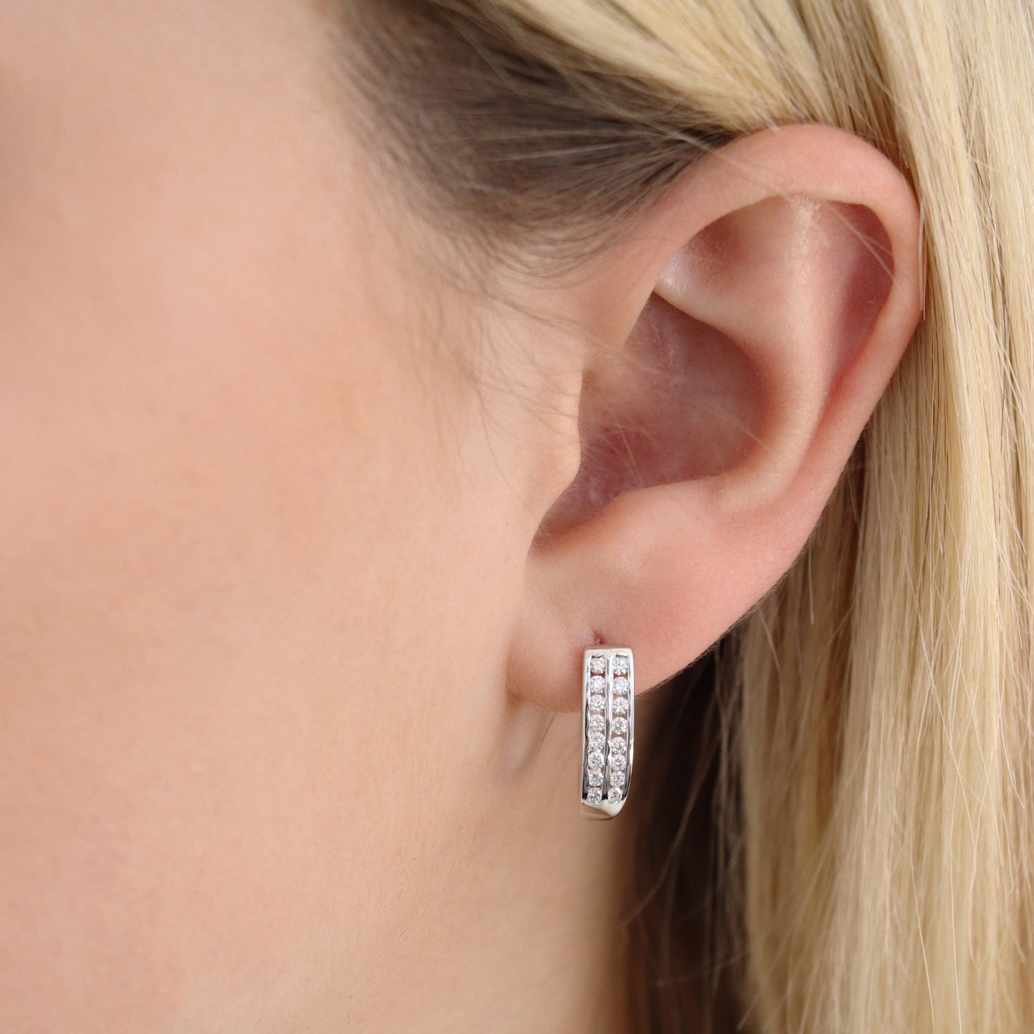Diamond Huggie Earrings with 0.50ct Diamonds in 9K White Gold - D9WHUG50GH
