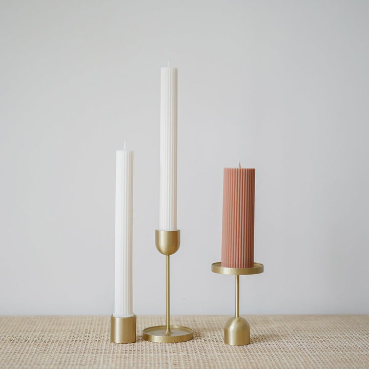 Wide Column Pillar Candle - Beige Candles Available at BEON | Our Column pillar candles are made from refined plant based wax and good for home decoration. All candles in this collection are unscented. Please use a candle holder or candle plate underneath