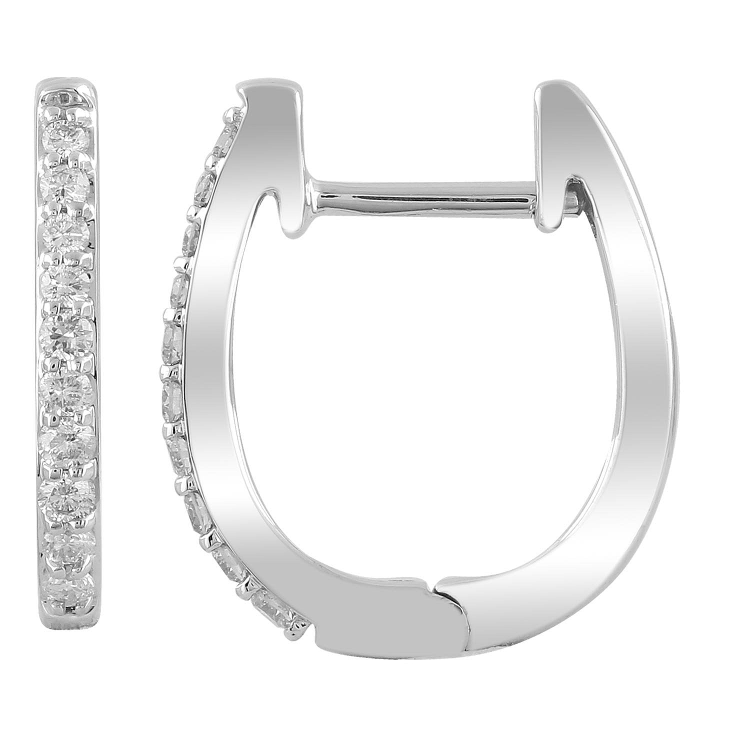 Huggie Earrings with 0.15ct Diamonds in 9K White Gold