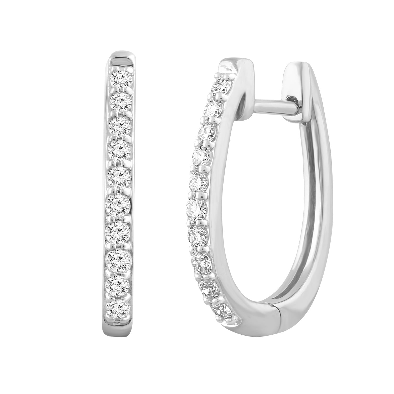 Diamond Huggie Earrings with 0.25ct Diamonds in 18K White Gold - E-14529-025-18W
