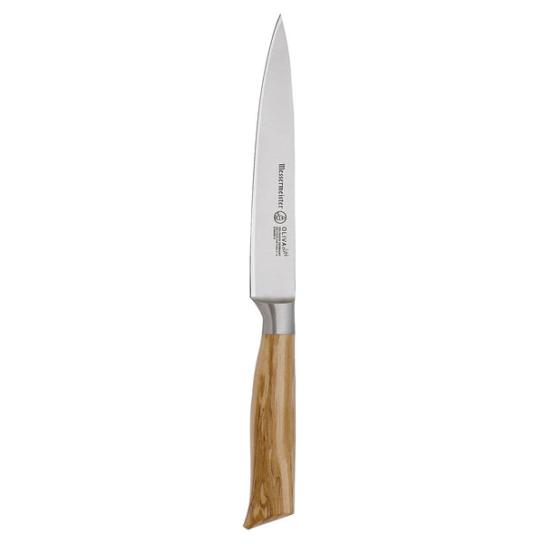 Buy online & save Oliva Elite Utility Knife 6 Inch (15.2cm) |Messermeister |BEON.COM.AU E6688 6         Oliva Elite 6 Inch Utility Knife You will find yourself using the Messermeister Oliva Elite 6 Inch Utility Knife for all of your go-to tasks in the kitchen. With it’s fine edge, this traditional style utility knife is one of the most frequently used knives in the kitchen and a fav... Messermeister at BEON.COM.AU