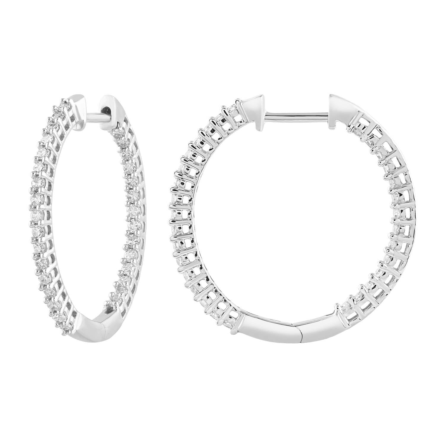 Inside Out Hoops with 0.50ct Diamonds in 9K White Gold