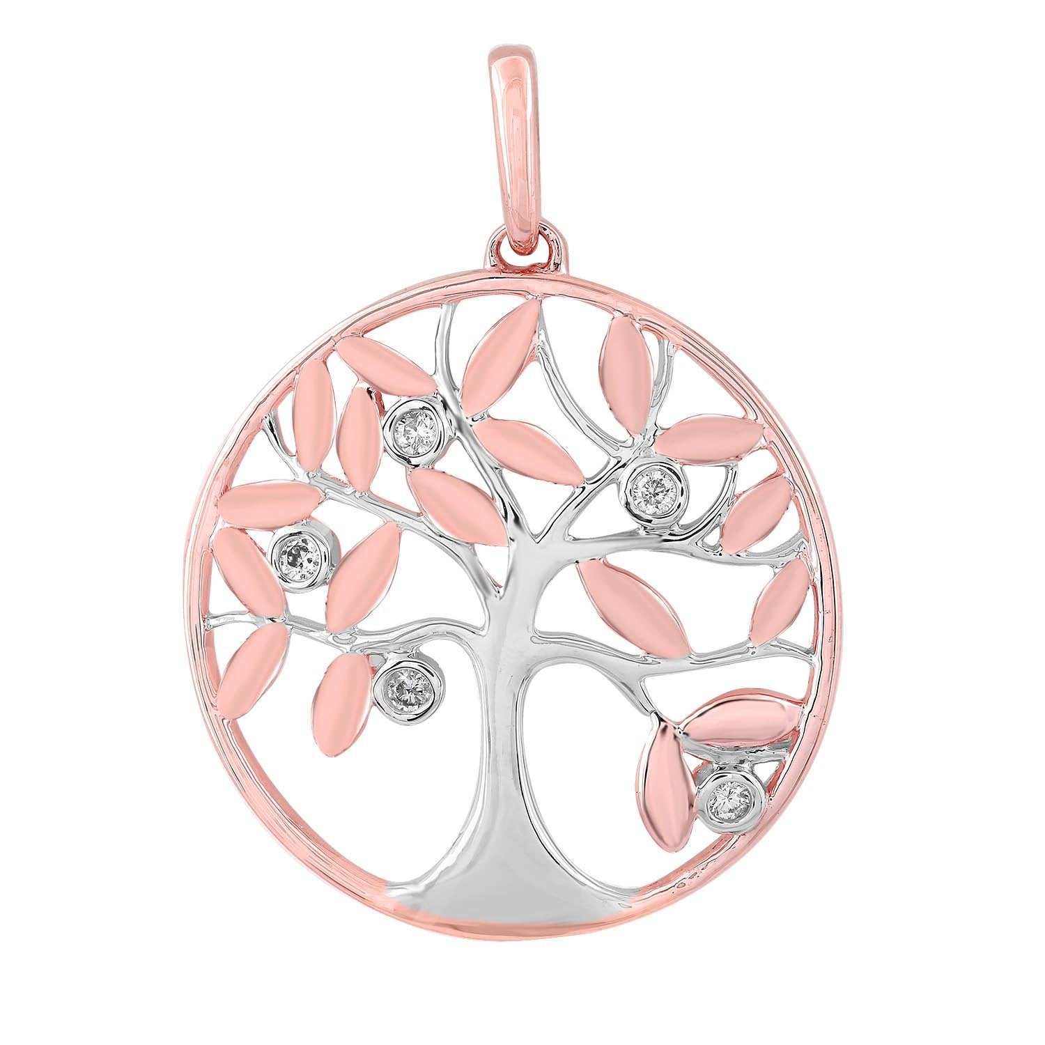 Tree of Life Pendant with 0.05ct Diamonds in 9K Rose Gold