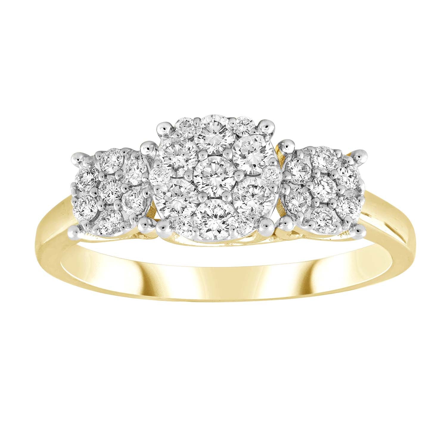 Cluster Ring with 0.5ct Diamond in 9K Yellow Gold