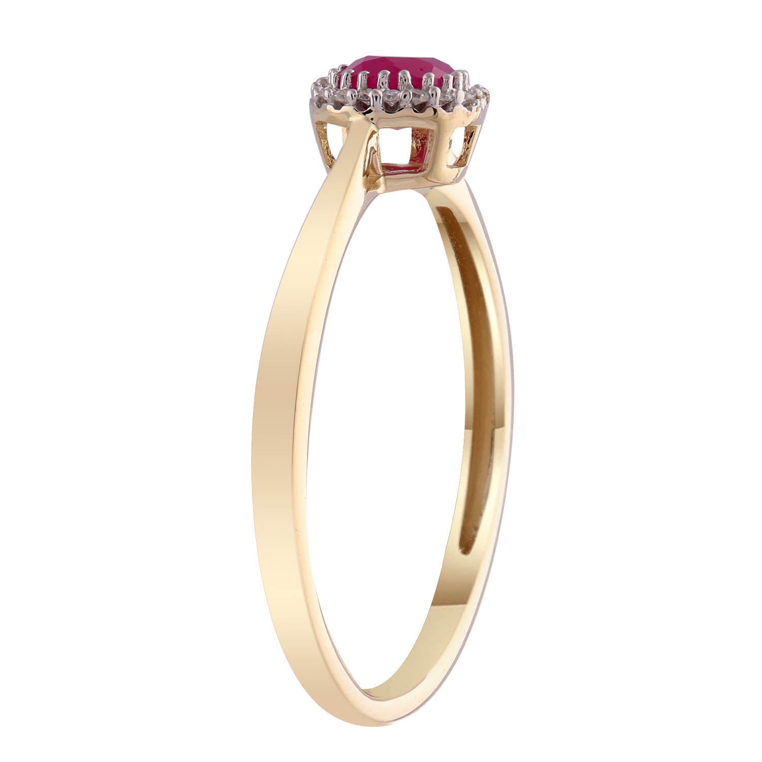 Diamond Ruby Ring with 0.05ct Diamonds in 9K Yellow Gold