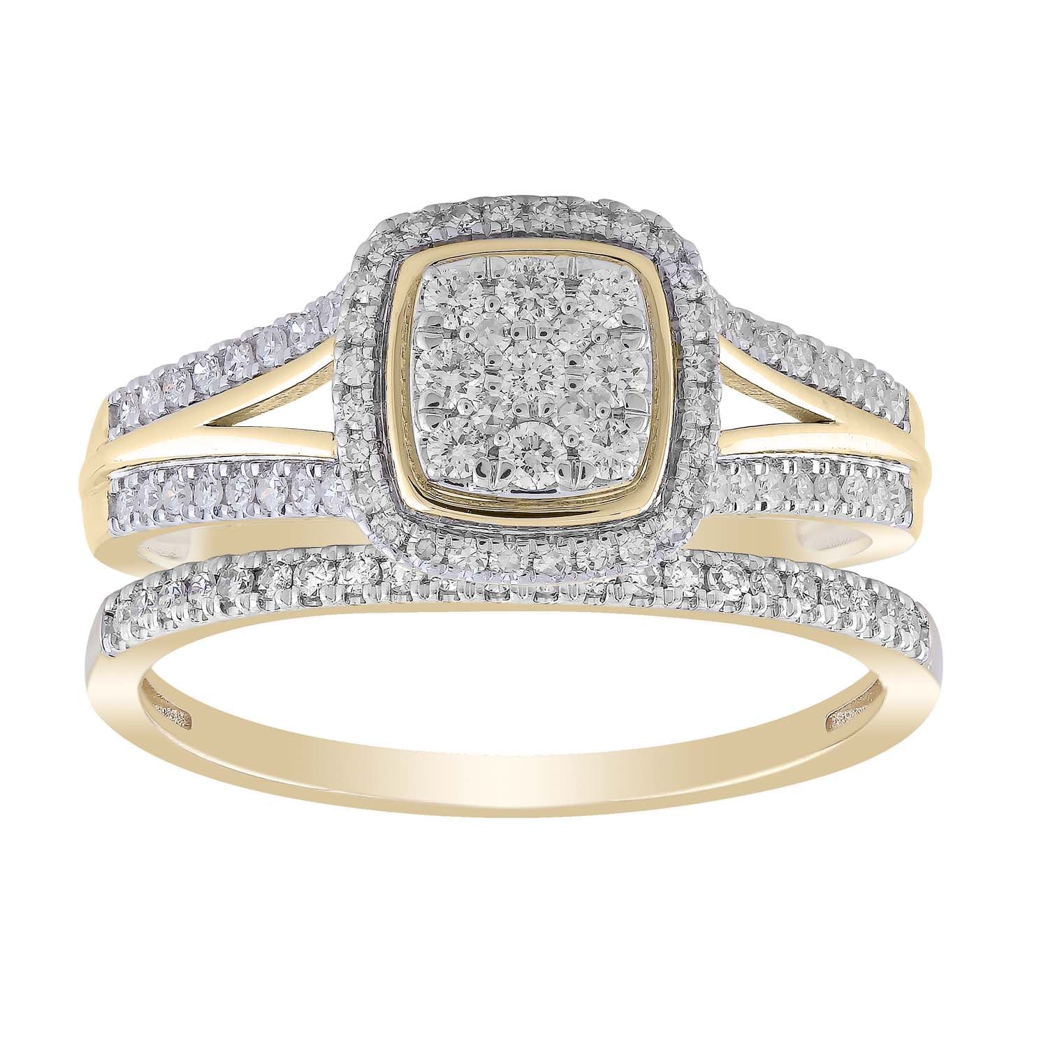 Cluster Ring Set with 0.5ct Diamonds in 9K Yellow Gold