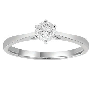 Diamond Solitaire Ring with 0.50ct Diamonds in 18K White Gold