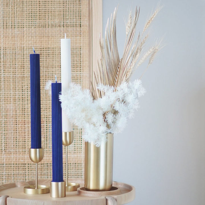 Column Pillar Candle Duo - Blue Candles Available at BEON | Our Column pillar candles are made from refined soy wax and good for home decoration. All candles in this collection are unscented. Please use a candle holder or candle plate underneath for the t