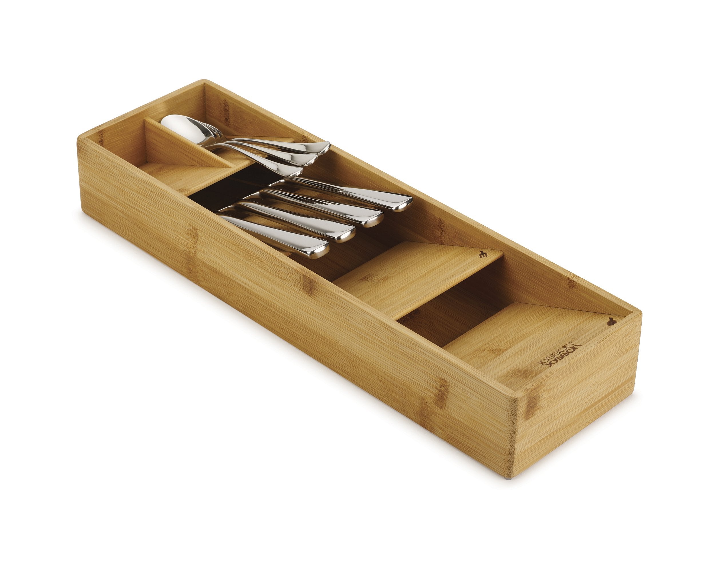 BEON.COM.AU  Made from beautiful natural bamboo, this revolutionary design is such a simple but effective idea. By layering each compartment on top of each other, it enables you to store a full cutlery set in less than half the space of a conventional cutlery tray.  Unique design creates more space in your d... Joseph Joseph at BEON.COM.AU