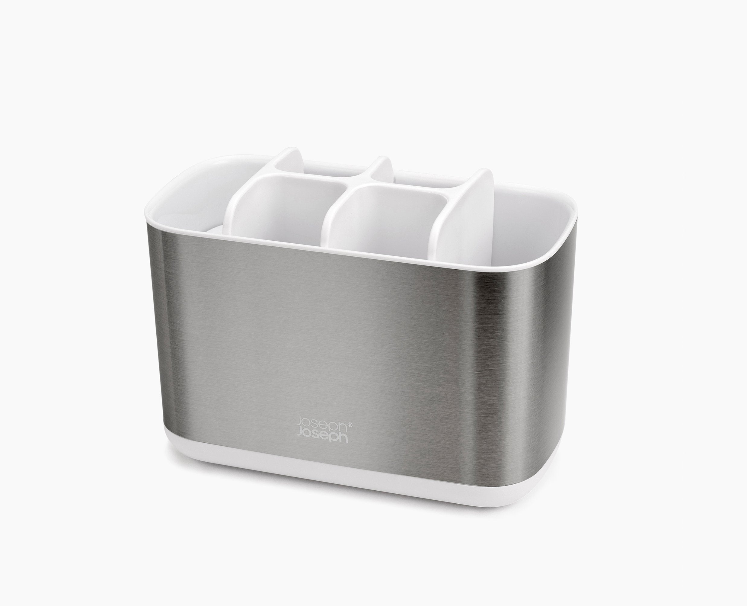 BEON.COM.AU  These compact toothbrush caddies are divided into different sections to provide organised storage for a variety of oral care items, such as manual or electric toothbrushes and toothpaste tubes.  Suitable for storing electric or battery toothbrushes and toothpaste tubes Stainless-steel finish wit... Joseph Joseph at BEON.COM.AU