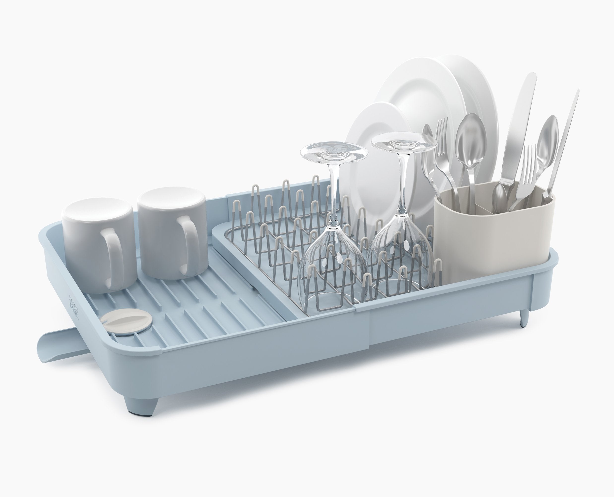 BEON.COM.AU  This versatile dish rack allows you to quickly and easily expand your dish drying space to almost twice its size when needed.  Extends to almost twice its size to hold more items when needed Integrated plug can be set to trap water for draining later Raised ribs prevent water being trapped under... Joseph Joseph at BEON.COM.AU