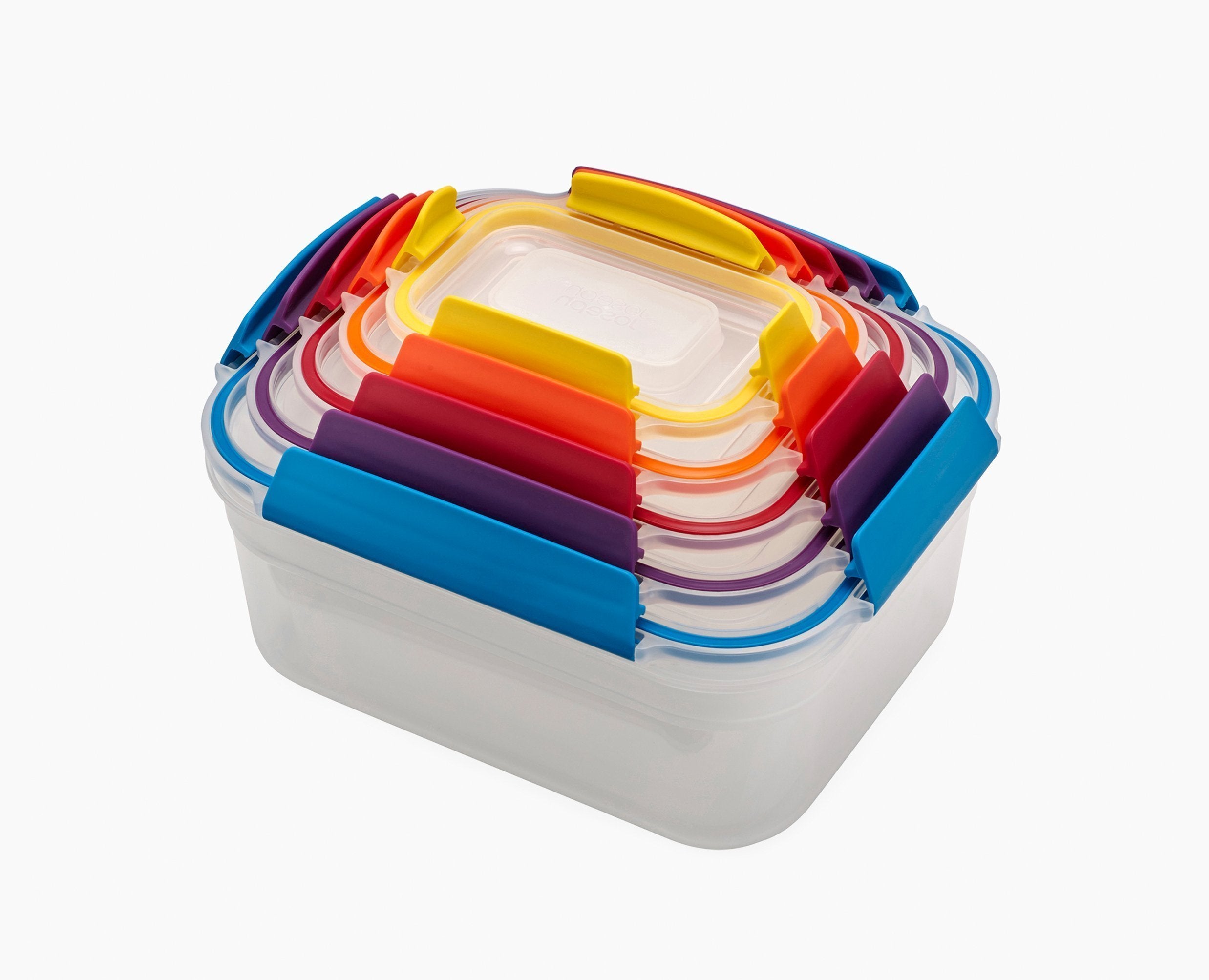 BEON.COM.AU  These leakproof food storage containers all stack neatly inside each other when not in use to take up less room in your cupboards or drawers.  Space-saving, nesting design Easy-find, snap-together lids and colour-coded bases Airtight, leakproof and stackable lids Freezer, microwave and dishwashe... Joseph Joseph at BEON.COM.AU