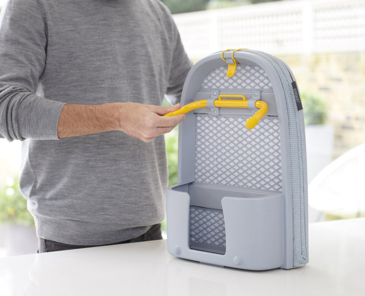 Buy online & save Pocket Folding Ironing Board | BEON.COM.AU Product Details Ideal if you have limited storage space or just want to quickly iron one or two items, this condensed board takes ironing convenience to whole new level with its innovative design.  Compact folding design Integrated iron storage compartment Separate hanging hook included for easy ... Joseph Joseph at BEON.COM.AU