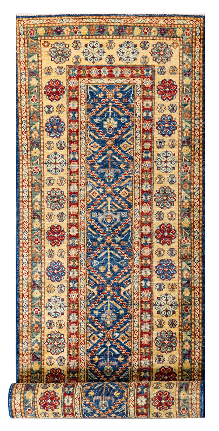 Buy Authentic Afghan Fine Ariana Chobi Handmade Runner Runners made in Afghanistan at BEON | Hand knotted and meticulously crafted by Afghan artisans in Afghanistan, this stunning Ariana Chobi runner is made out of pure handspun wool. Size: Foundation: Co