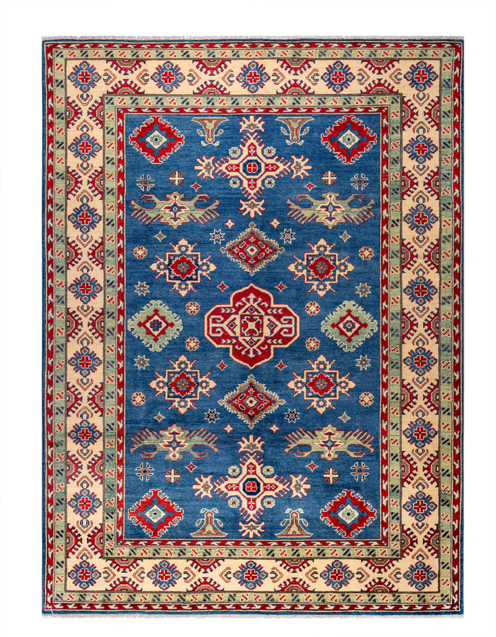 Buy Authentic Afghan Super Fine Kazak Afghan Rugs made in Afghanistan at BEON | Size: 200x300cmFoundation: CottonPile: Handspun WoolShape: Rectangular Hand knotted and meticulously crafted by Afghan artisans in Afghanistan, this stunning Kazak rug is made