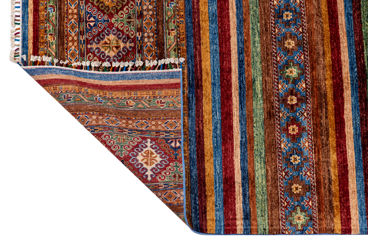 Buy Authentic Fine Afghan Khorjin Afghan Rugs made in Afghanistan at BEON | Size: 305x211cmFoundation: CottonPile: Handspun WoolShape: Rectangular Hand knotted and meticulously crafted by Afghan artisans in Afghanistan, this stunning Khorjin rug is made o