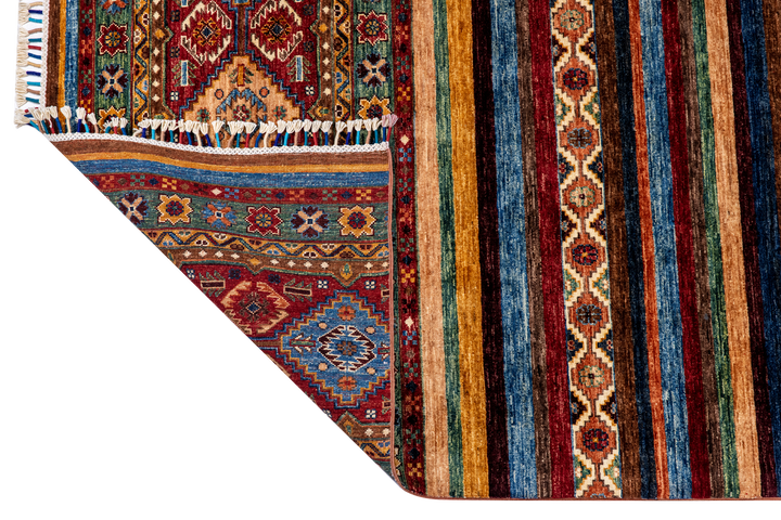 Buy Authentic Fine Afghan Khorjin Afghan Rugs made in Afghanistan at BEON | Size: 212x301cmFoundation: CottonPile: Handspun WoolShape: Rectangular Hand knotted and meticulously crafted by Afghan artisans in Afghanistan, this stunning Khorjin rug is made o