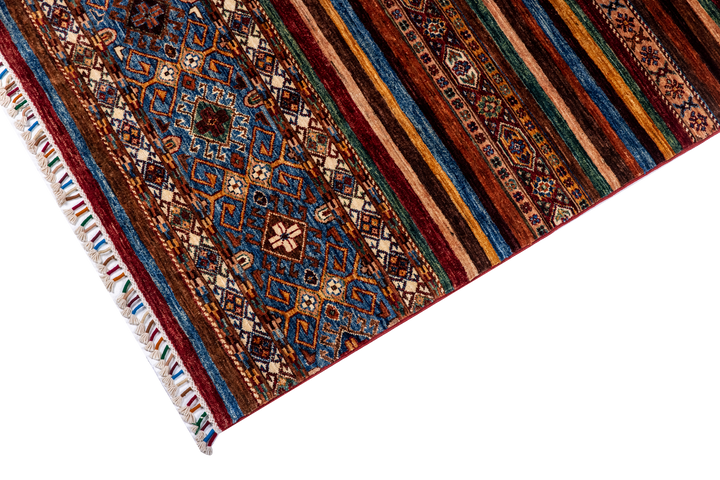 Buy Authentic Fine Afghan Khorjin Afghan Rugs made in Afghanistan at BEON | Size: 201x304cmFoundation: CottonPile: Handspun WoolShape: Rectangular Hand knotted and meticulously crafted by Afghan artisans in Afghanistan, this stunning Khorjin rug is made o