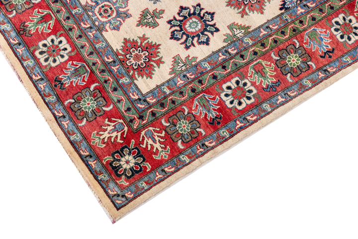 Buy Authentic Afghan Fine Kazak Afghan Rugs made in Afghanistan at BEON | Size: 200x290cmFoundation: CottonPile: Handspun WoolShape: Rectangular Hand knotted and meticulously crafted by Afghan artisans in Afghanistan, this stunning Kazak rug is made out o