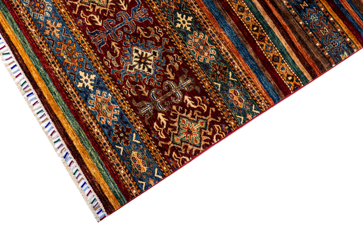 Buy Authentic Afghan Fine Khorjin Handwoven Rug Afghan Rugs made in Afghanistan at BEON | Hand knotted and meticulously crafted by Afghan artisans in Afghanistan, this stunning Khorjin rug is made out of pure handspun wool. Dimenstions:Size: 178x248cmFoun