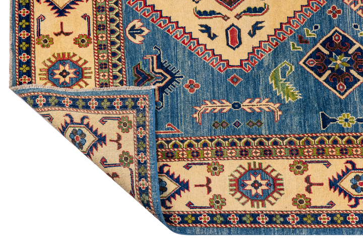 Buy Authentic Afghan Fine Kazak Afghan Rugs made in Afghanistan at BEON | Size: 203x311cmFoundation: CottonPile: Handspun WoolShape: Rectangular Hand knotted and meticulously crafted by Afghan artisans in Afghanistan, this stunning Kazak rug is made out o