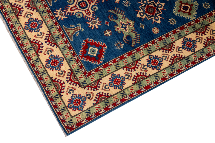 Buy Authentic Afghan Super Fine Kazak Afghan Rugs made in Afghanistan at BEON | Size: 200x300cmFoundation: CottonPile: Handspun WoolShape: Rectangular Hand knotted and meticulously crafted by Afghan artisans in Afghanistan, this stunning Kazak rug is made