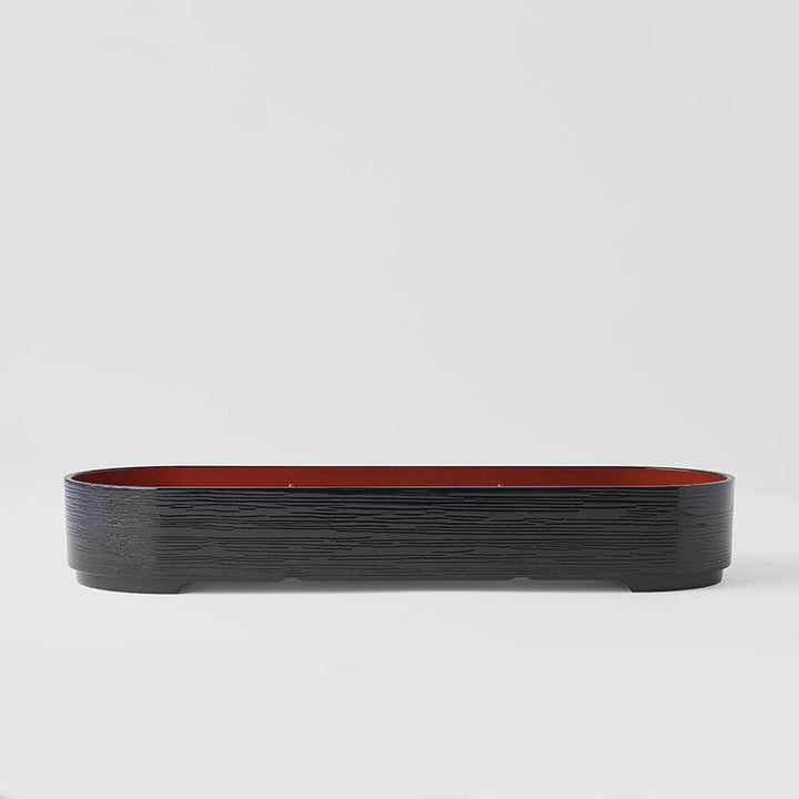 Save on Bento Box Oval Made in Japan at BEON. 36cm length x 12.5cm width x 6cm height 3 Section Oval Bento Box Black with Red Inner Perfect to serve your favourite foods. Use as a lunch box, take with you on a picnic or use to store jewellery or other nic nacs. Pair with the bento box lid to make a complete bento box. Made in Japan