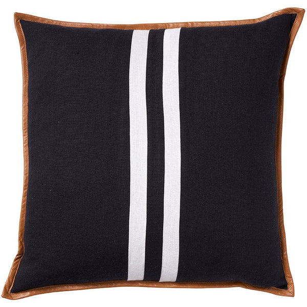 Portofino Stripe Black 50x50 100% Linen. Applique. Tanned Leather Flange by Paloma Living Australia
Buy now at BEON