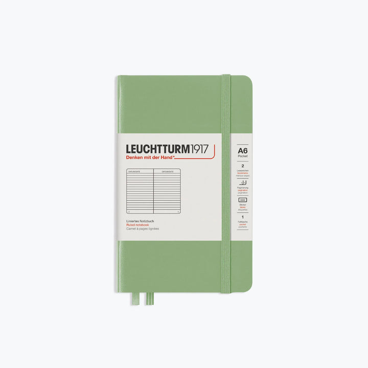 Leuchtturm1917 - Notebook - A6 - Sage Notebooks The Sage Leuchtturm1917 A6 is a simple yet sophisticated notebook, making it an ideal companion for all walks of life. Leuchtturm1917 notebooks are designed very carefully down to the last detail. The pages