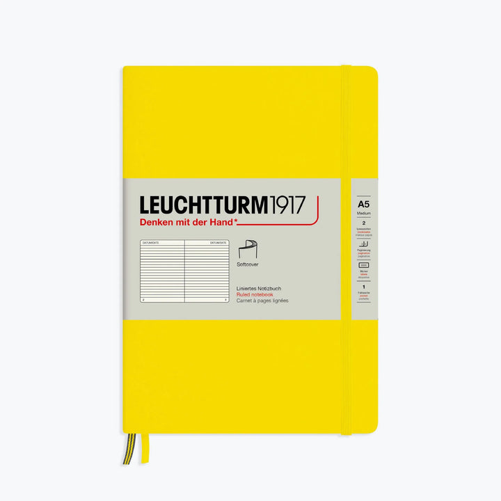 Leuchtturm1917 - Notebook - Softcover - A5 - Lemon Notebooks The Lemon Leuchtturm1917 A5 is a simple yet sophisticated softcover notebook, making it an ideal companion for all walks of life. Softcover notebooks are lighter and more flexible but have the s