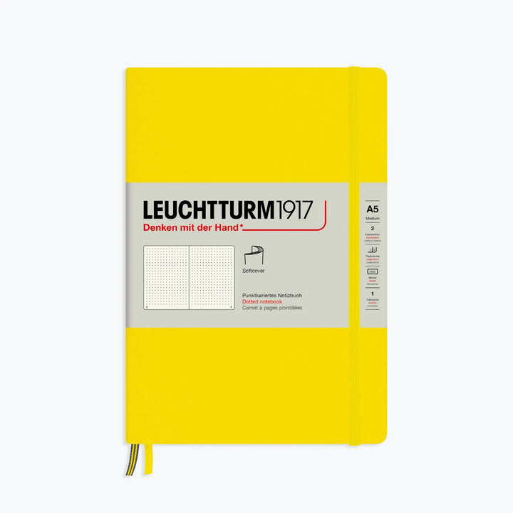 Leuchtturm1917 - Notebook - Softcover - A5 - Lemon Notebooks The Lemon Leuchtturm1917 A5 is a simple yet sophisticated softcover notebook, making it an ideal companion for all walks of life. Softcover notebooks are lighter and more flexible but have the s