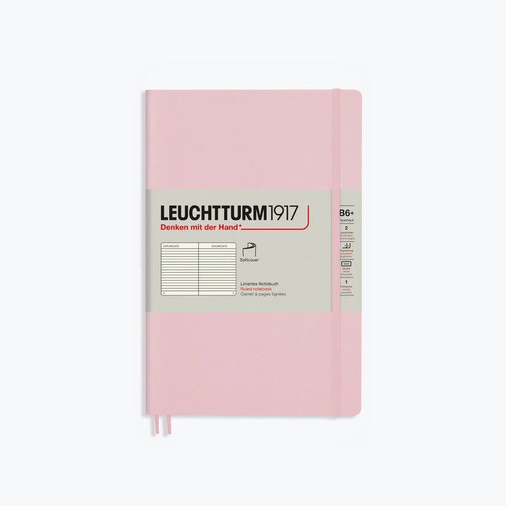 Leuchtturm1917 - Notebook - Softcover - B6+ - Powder Notebooks The Powder Leuchtturm1917 B6+ is a simple yet sophisticated softcover notebook, making it an ideal companion for all walks of life. Softcover notebooks are lighter and more flexible but have t