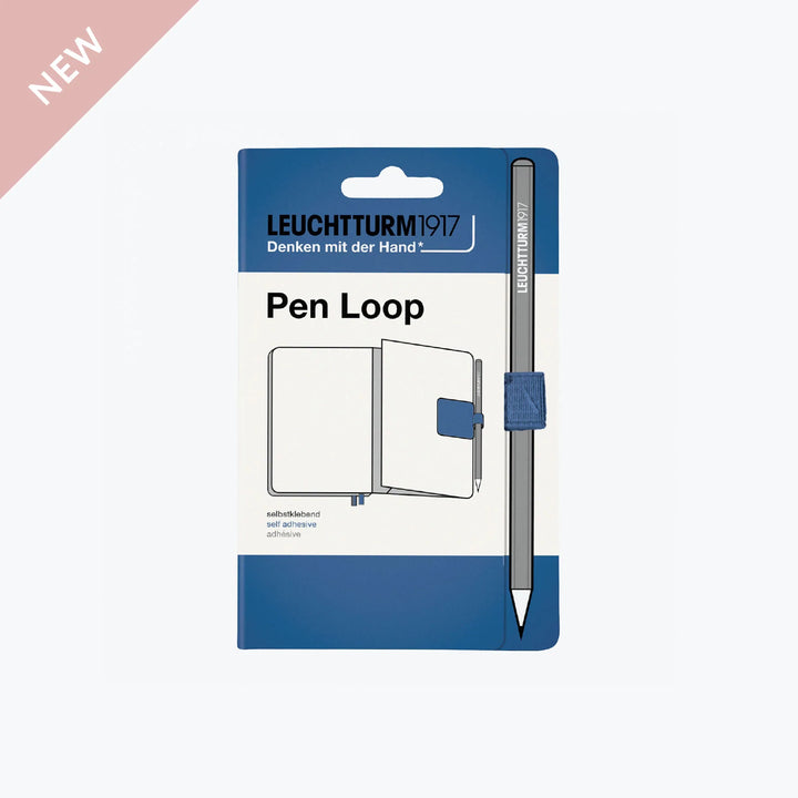 Leuchtturm1917 - Pen Loop - Denim <Outgoing> Pen Loops & Straps The Denim Leuchtturm1917 self-adhesive loop sticks on the inside back cover of any notebook, making it easy to carry your favourite writing instrument with the notebook at all times. The pen