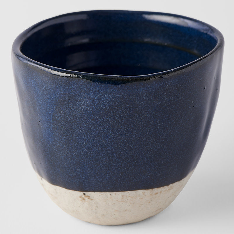 Lopsided-Tea-mug-200ml-Aizome-Navy-Blue-Glaze -7H 