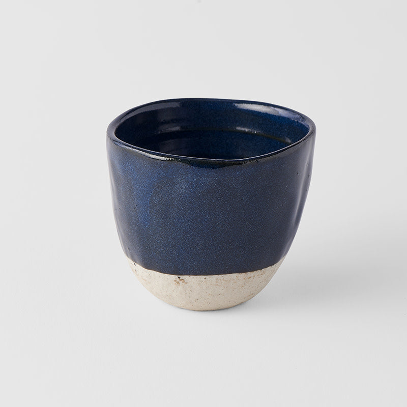 Lopsided-Tea-mug-200ml-Aizome-Navy-Blue-Glaze -7H 