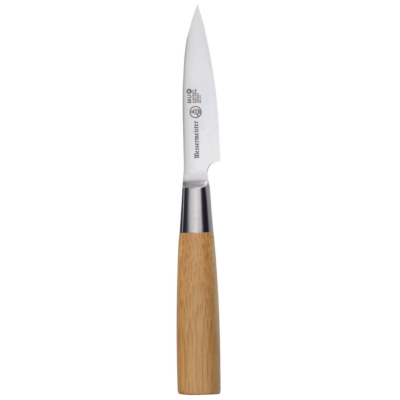 BEON.COM.AU MU 01      Mu Bamboo Paring Knife The Messermeister Mu Bamboo 3" Paring Knife, with a blade that tapers to a point, is the most popular sized paring knife. It is considered to be the 2nd most often used knife in the kitchen and many home chefs have 3-4 in the drawer. There are many grips dep... Messermeister at BEON.COM.AU