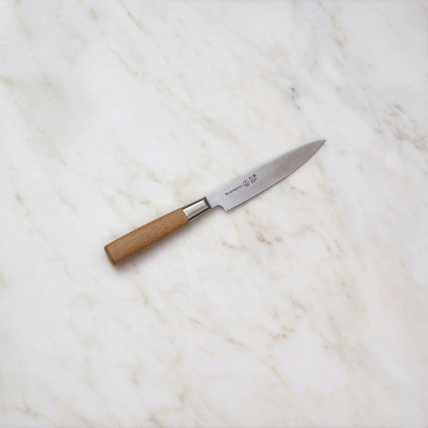 Buy online & save Mu Bamboo Utility Knife 4.5 Inch (11.4cm) |Messermeister |BEON.COM.AU MU 02      Mu Bamboo Utility Knife The Messermeister Mu Bamboo 4.5" Utility Knife is a fine edge, traditional style Utility Knife is one of the most frequently used knives in the kitchen. Features One-piece, fully stamped 15° Precision edge Closed bolster collar Extra-wide chef's knife b... Messermeister at BEON.COM.AU