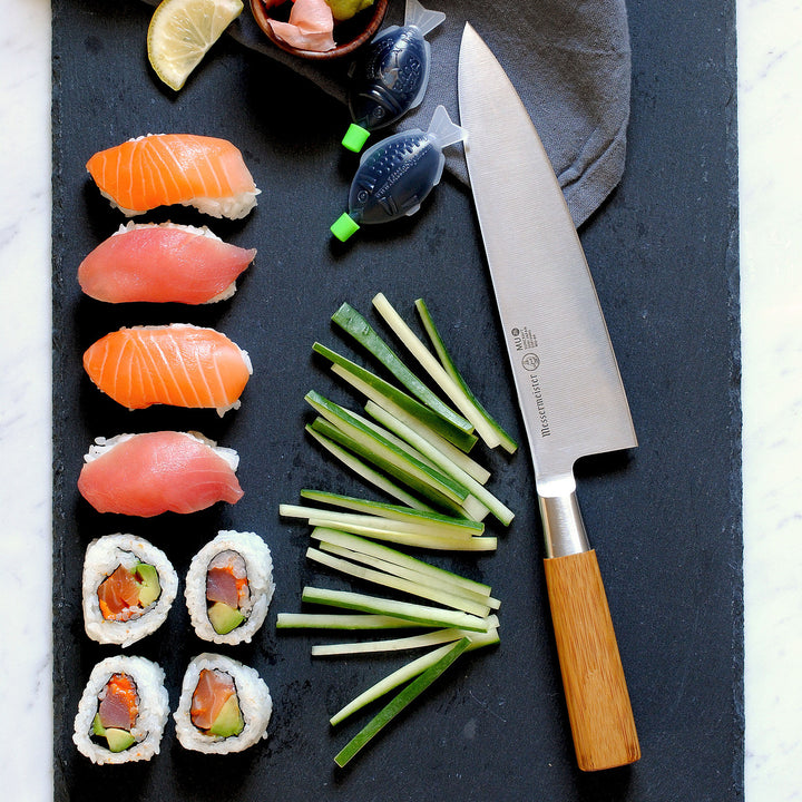 Buy online & save Mu Bamboo Chef's Knife 8 Inch (20.3cm) |Messermeister |BEON.COM.AU 5001 2         Four Seasons 2 Inch Garnishing Knife The Messermeister Four Seasons 2 Inch Garnishing Knife is ideal for intricate cuts and carving details into small fruits or vegetables. This knife has a stamped, curved blade making it a great utility for managing cuts and garnishes for rounded ... Messermeister at BEON.COM.AU