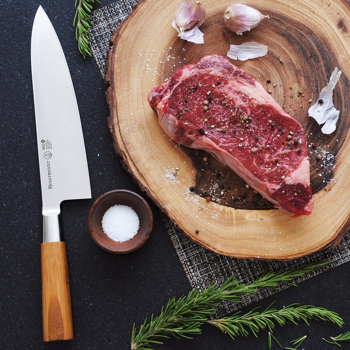 Buy online & save Mu Bamboo Chef's Knife 8 Inch (20.3cm) |Messermeister |BEON.COM.AU 5001 2         Four Seasons 2 Inch Garnishing Knife The Messermeister Four Seasons 2 Inch Garnishing Knife is ideal for intricate cuts and carving details into small fruits or vegetables. This knife has a stamped, curved blade making it a great utility for managing cuts and garnishes for rounded ... Messermeister at BEON.COM.AU
