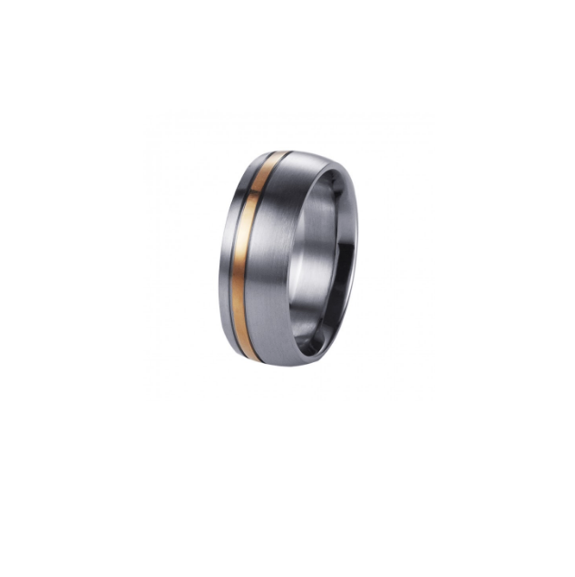 Buy online & save Brushed Steel IP Gold Ring |Cudworth |BEON.COM.AU Steel Mens Ring by Cudworth featuring: - 8 mm wide Stainless Steel base with band of IP Gold. - Smooth and polished inner for comfortable fit. - This ring is available mens size Q, R, S, T, U, V, W, X, Y, Z, Z+1, Z+2, Z+3, Z+4. - Comes in official Cudworth gift box. Rings Cudworth at BEON.COM.AU