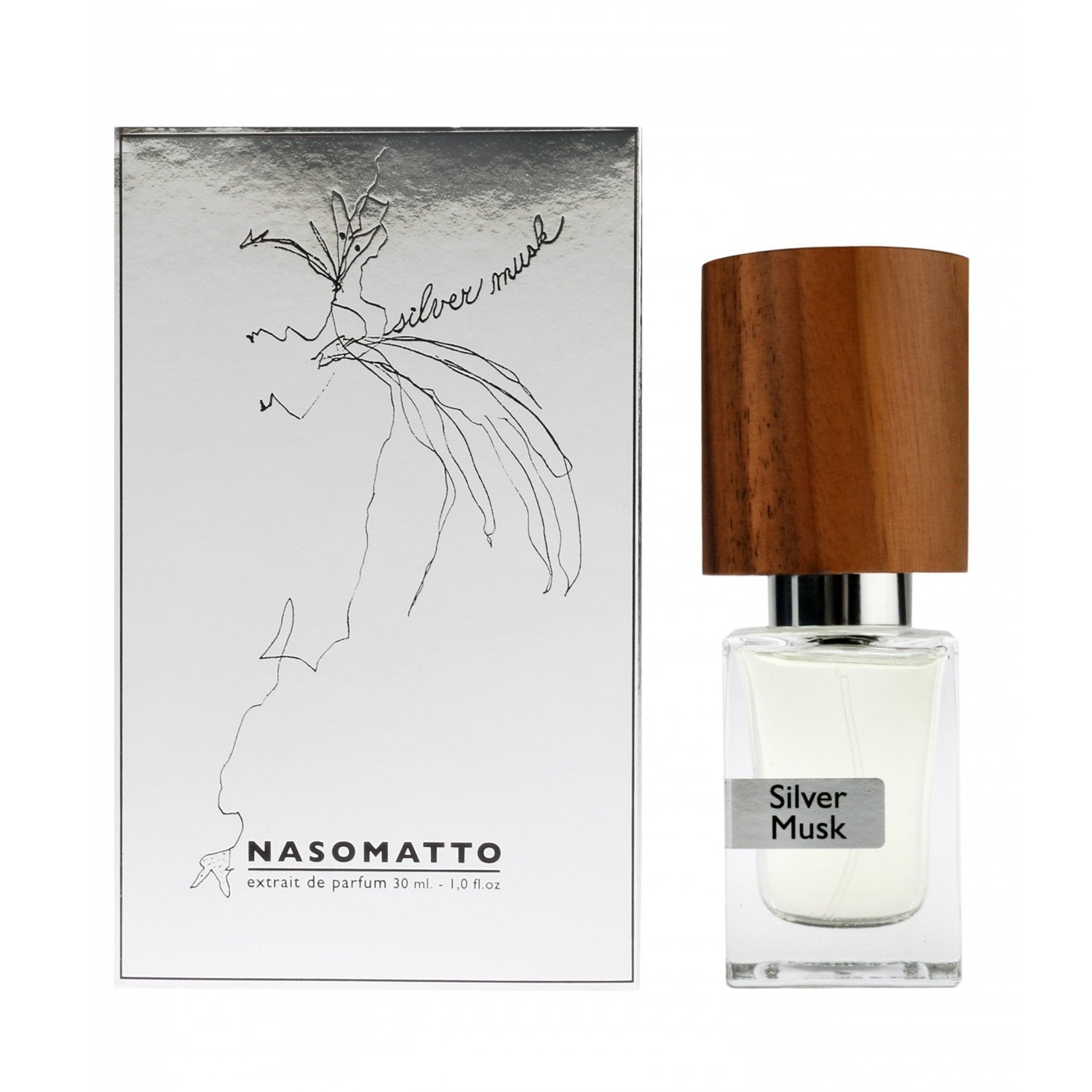 BEON.COM.AU Nasomatto's Silver Musk Parfum Extrait is a soft, clean, gently warm scent. It's sensual nature has its foundation in Musk and other secret fragrance notes. It never tries…it just is. Utter perfection from a master perfume visionary. The beautiful glass vessel is capped with a walnut wood... Nasomatto at BEON.COM.AU