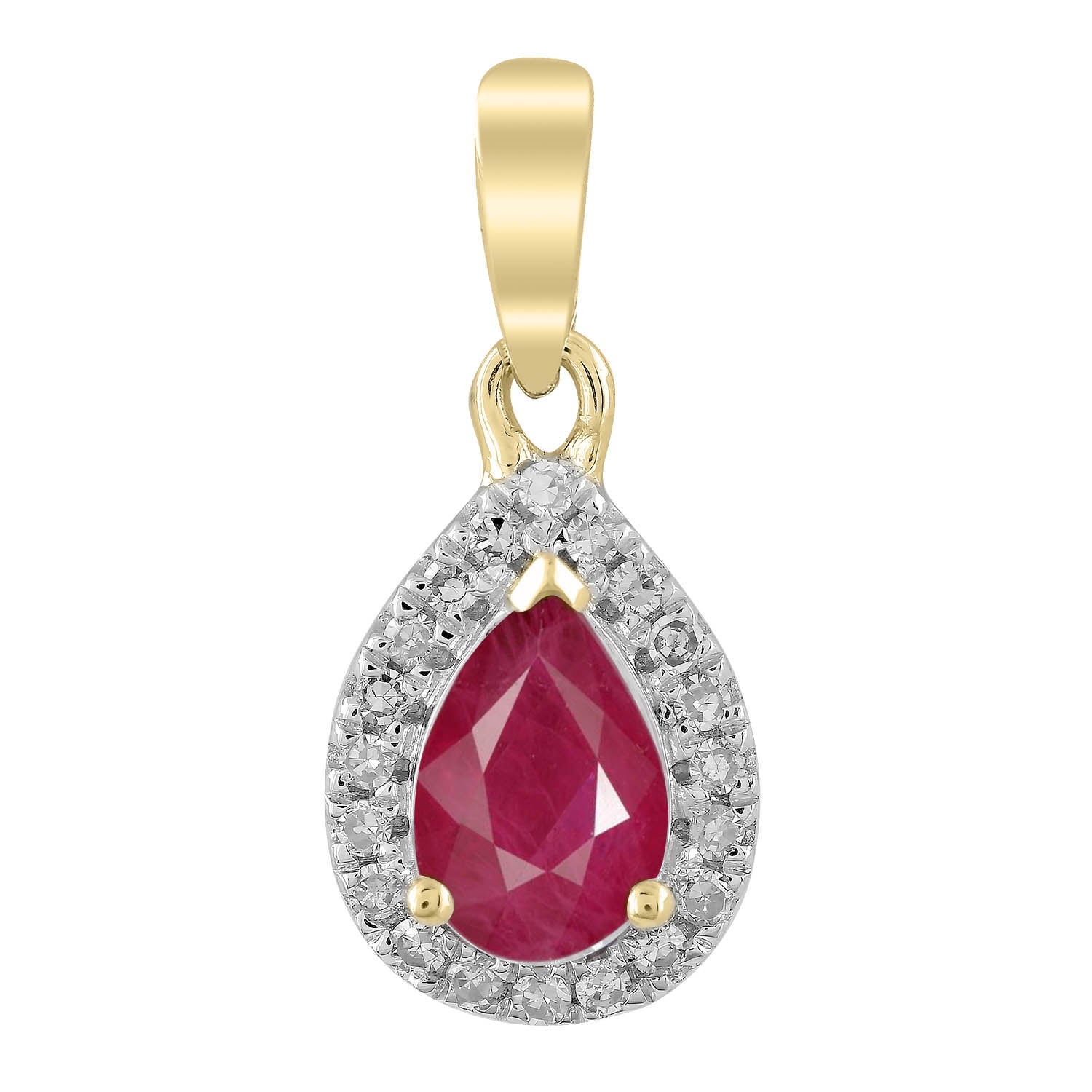 Diamond Ruby Pendant with 0.07ct Diamonds in 9K Yellow Gold - P-19474RB-007-Y