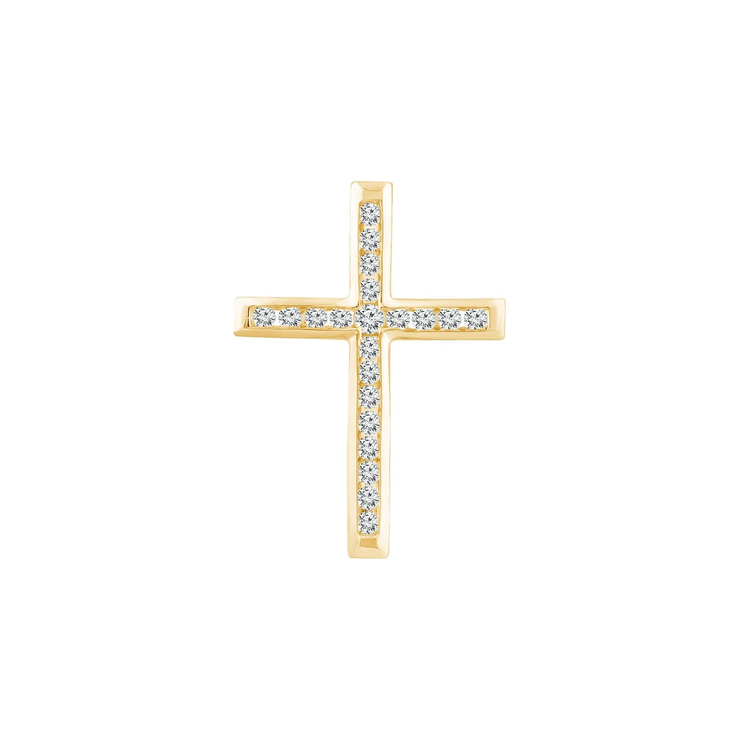 Diamond Cross Pendant with 0.25ct Diamonds in 9K Yellow Gold - PC-0187-Y