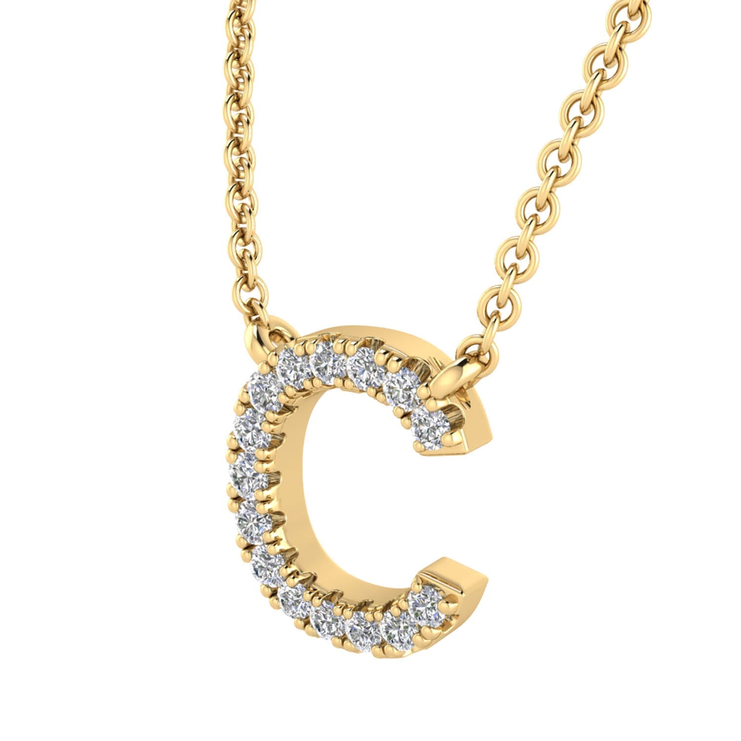 Initial 'C' Necklace with 0.06ct Diamonds in 9K Yellow Gold - PF-6265-Y